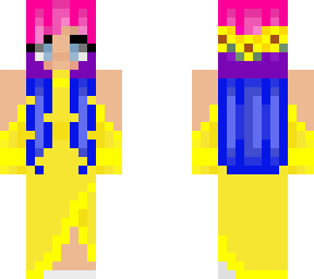 yellow dress w/ colored hair