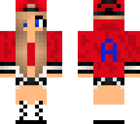 red hoodie girl with blue a