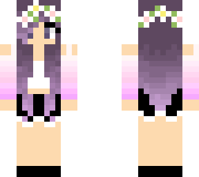 purple haired girl with flower crown
