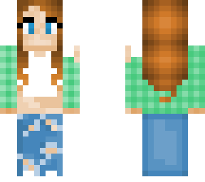 cute green flannel girl