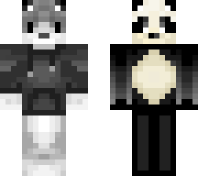 panda and wolf side by side