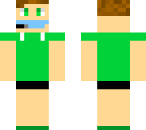 green boy with exclusive headset-corona mask with a microphone.