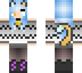 light blue fire and ice neko girl/female