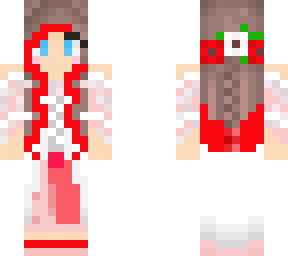 medieval red and white prom girl