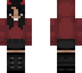 devil/red hoodie girl (+shorter hair and miniskirt)