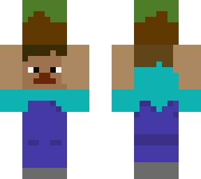 steave holding grass block with face