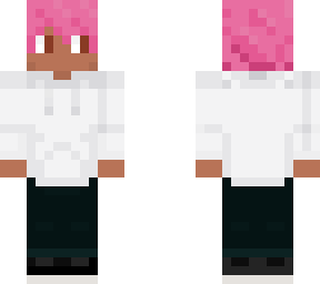pink hair white hoodie