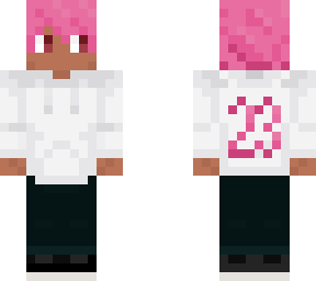 pink hair white hoodie