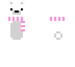 polar bear with pink and white scarf
