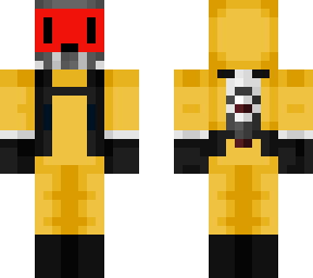 red guy in hazmat suit