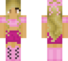 cute summery tan girl with skirt in pink