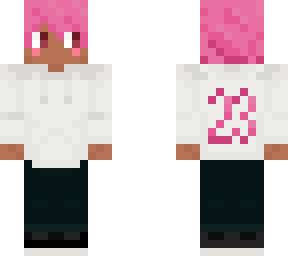pink hair white hoodie