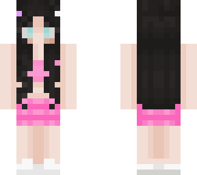 girl with black hair pink outfit