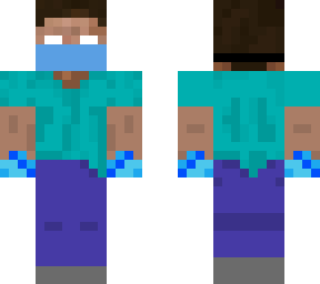 herobrine with ice hands with coronavirus mask