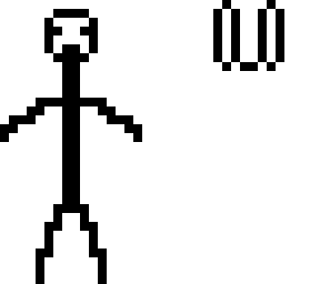 a stick man with another face