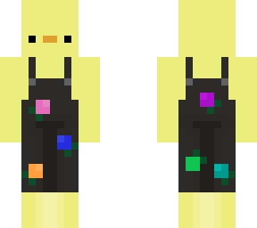 duck in raidbow flower overalls