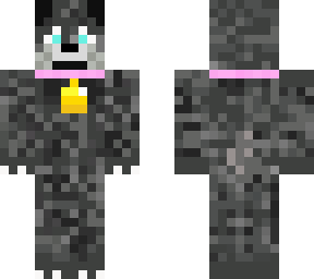 tamed grey wolf with pink collar