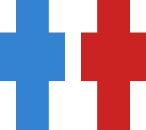blue and red
