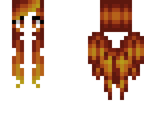 fire/lava angel wings - long curlyfire/lava hair