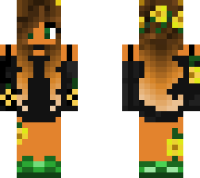brown hair green eye sunflower