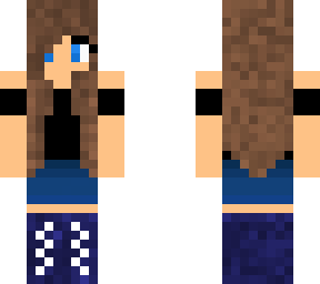 brown hair, denim skirt, black top w/ lace up shoes version 3 (fixed mistakes)