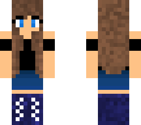 brown hair, denim skirt, black top w/ lace up shoes version 4 (fixed mistakes)