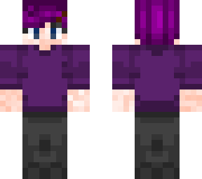 purple sweater purple hair boy