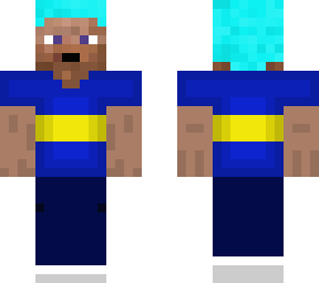 steve con pelo azul y de boca