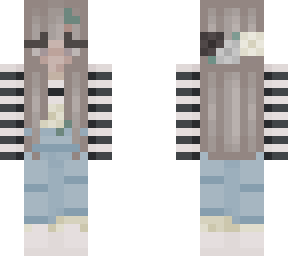 black and white top with baby blue overalls