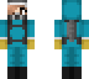 blue hazmat suit girl