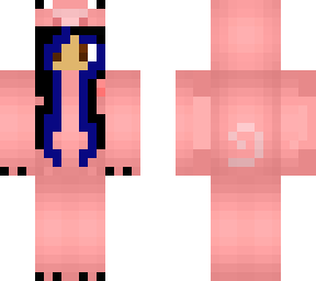 chica cerdo pelo azul