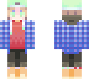 red shirt blue jacket green eyes pastel male