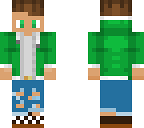 green jacket & ripped jeans (better)