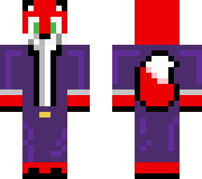 red fox in purple clothes