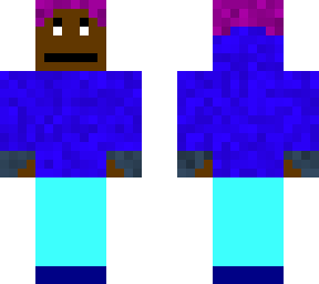 blue hooded purple hair