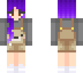 girl bear overalls purple hair