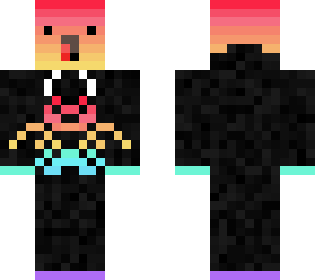 multicoloured skin with virus hoodie