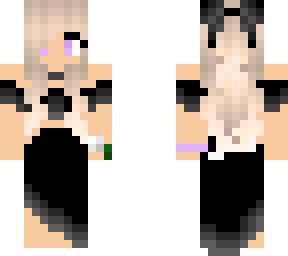 purple eyes, fancy black dress