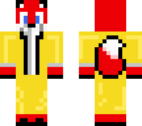 red fox in yellow clothes