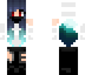 blue wolf girl with mask/hoodie