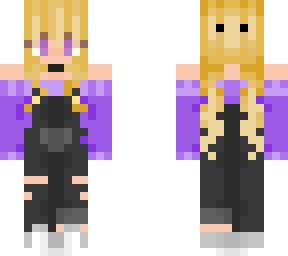 blonde girl with purple outfit