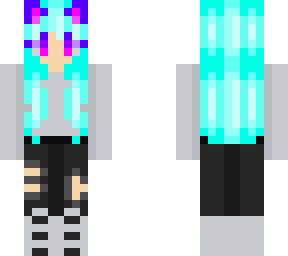 cute girl with teal hair