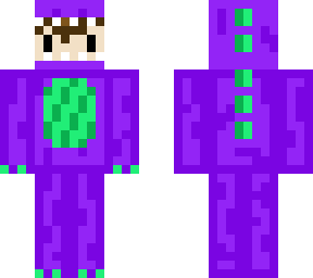 purple dino suit