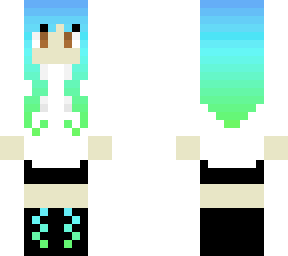 blue to green hair fade girl