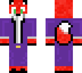 red fox in purple clothes