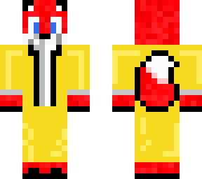 red fox in yellow clothes