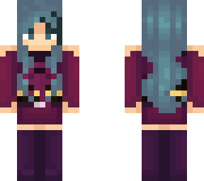 blue-haired girl in dress