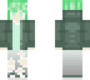 cute green hair boy with olive sports jacket