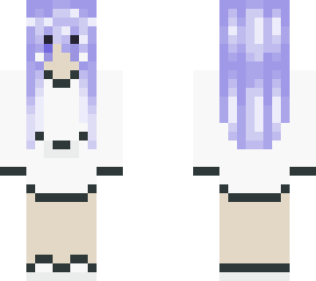kawaii girl with polar bear hoodie and violet hair