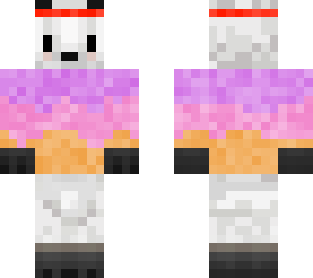 white fox with orange-magenta t-shirt